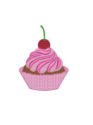 Matriz de bordado cupcake com cereja