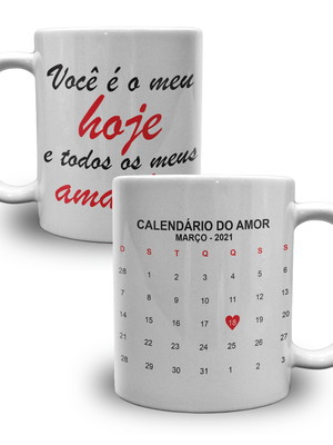 Calendário do amor caneca de porcelana data personalizada