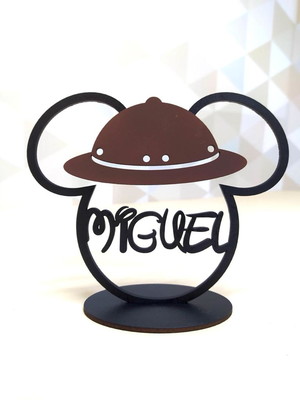 Kit 15 centro de mesa/ enfeite mdf - mickey safari 15cm