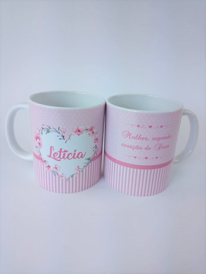Caneca porcelana floral dia da mulher