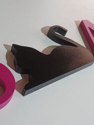 Letras decorativas com gato em mdf