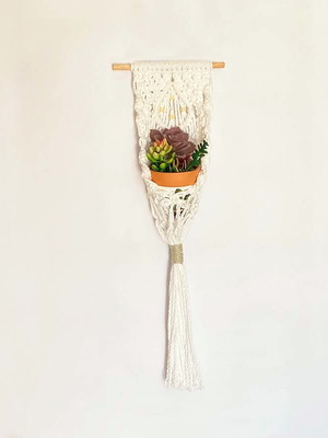 Suporte de planta de macramê