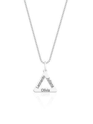 Colar personalizado triângulo com nomes em prata 925