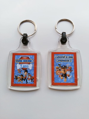 Chaveiro de acrílico personalizado festa patrulha canina