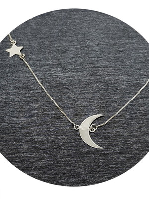 Colar estrela com lua prata 925 corr 45cm