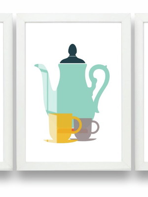 Quadro decorativo para cozinha colorido com moldura e vidro