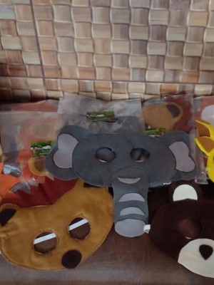 Kit com 15 máscara animais em feltro