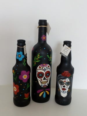 Trio garrafas pintadas halloween