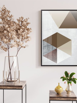 Quadro decorativo abstrato moderno com vidro e moldura