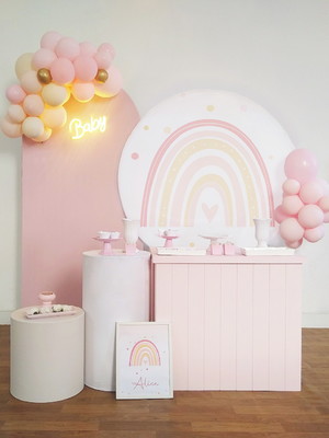 Aluguel decoração arco íris boho pegue e monte chá de bebê