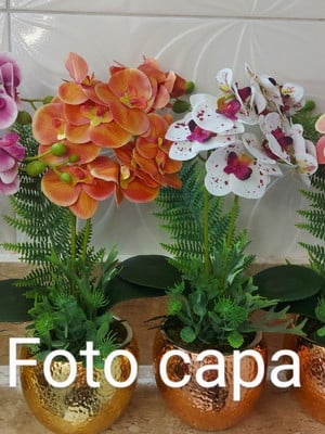 Orquídea silicone arranjo flor artificial vaso de porcelana