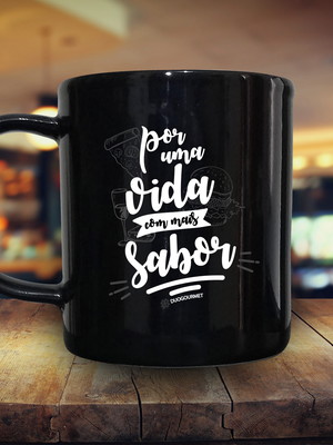 Caneca preta personalizada de porcelana 300ml - 48 unidades