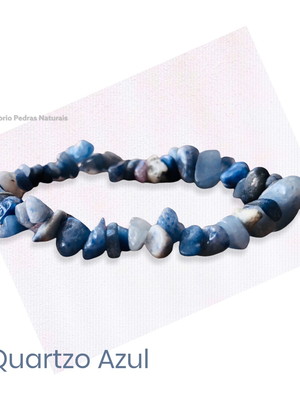 Pulseira natural pedra quartzo azul em cascalho - calma