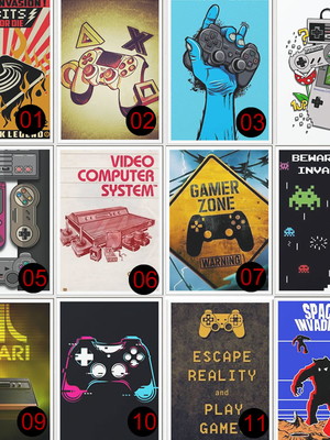 Placa decorativa game gamer jogos vintage retro geek nerd 5
