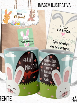 Caneca páscoa feliz páscoa linda com embalagem presenteável