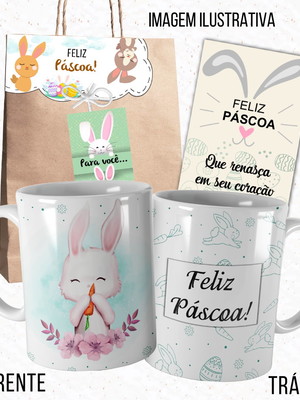 Caneca páscoa feliz páscoa linda com embalagem presenteável