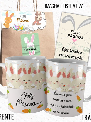 Caneca páscoa feliz páscoa linda com embalagem presenteável