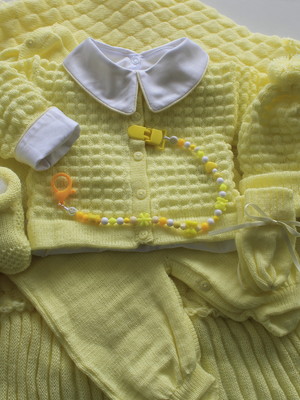 Saída maternidade menino tricô manta casaco rn amarelo
