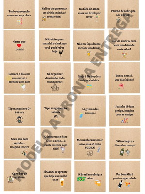 Tag com frases para drinks com mini prendedor modelo pronto