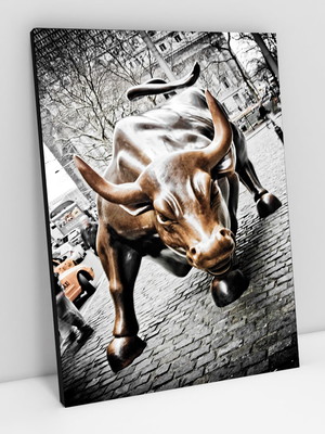 Quadro decorativo touro wall street moderno