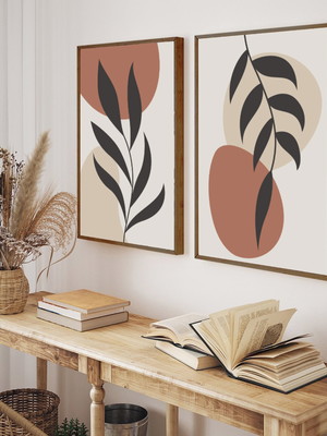 Quadros decorativos abstrato folhagem sala moderno moldura