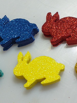 50 aplique mini coelho da páscoa em eva gliter