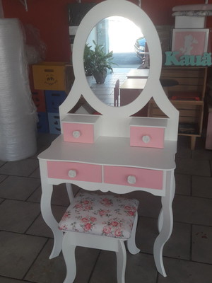 Penteadeira oval infantil com espelho mdf