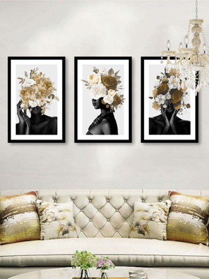 Quadros decorativo mulheres negras flores africanas moldura
