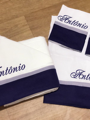 Kit fralda azul ombro e fralda de boca + toalha de banho