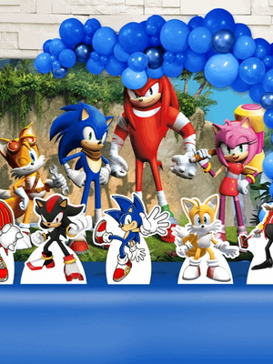 Kit festa ouro painel + displays + fita sonic