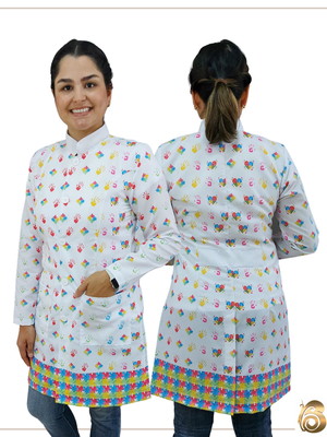 Jaleco feminino autismo com botão
