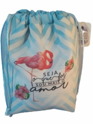 Necessaire saquinho luisa flamingo azul