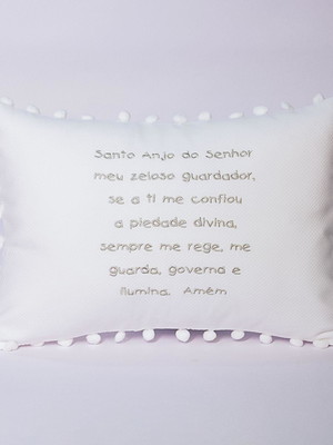 Almofada oração santo anjo branca
