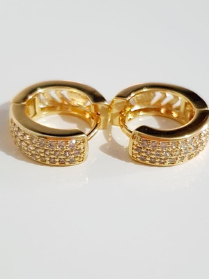 Brinco argola zirconia tam 16mm banhado ouro18k