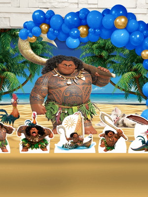 Kit festa ouro painel + display + fita maui - moana