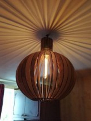 Luminária de teto tipo pendente em mdf - completa