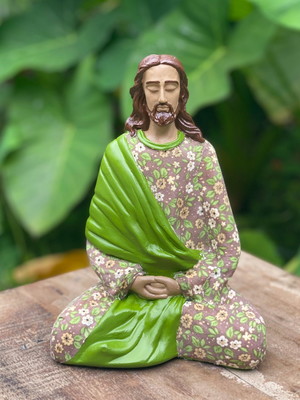 Jesus meditando - gesso alta qualidade - 19cm