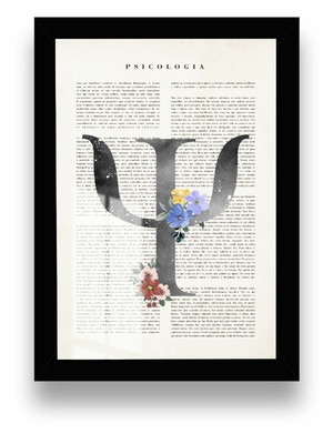 Quadro decorativo com vidro símbolo psicologia flores frases