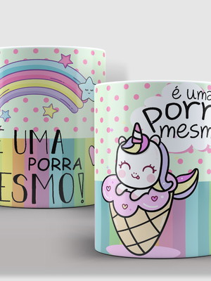 Caneca frases divertidas unicórnio porcelana modelo 02