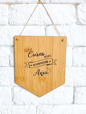 Flâmula decorativa em bambu com frases personalizadas