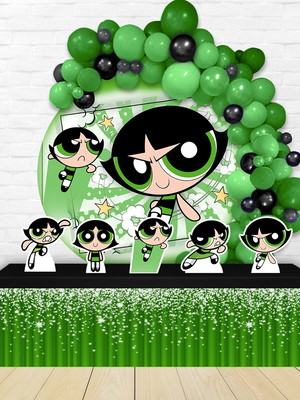 Kit painel redondo + display docinho meninas super poderosas