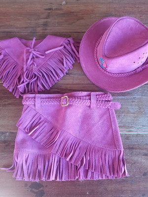 Kit country infantil menina chapéu bordado + colete + saia