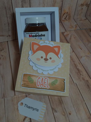 Convite caixa nutella batizado raposinha