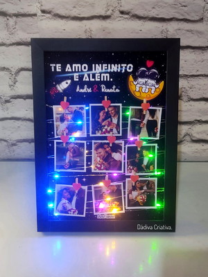 Porta retrato de led acompanha fotos