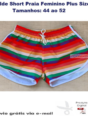 Molde modelagem short praia feminino plus size #284