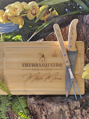 Kit p/churrasco 3 pçs personalizado - churrasqueiro oficial