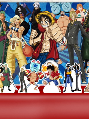 Kit aniversário prata painel + display one piece