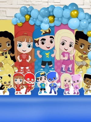 Kit ouro painel+display+fita luccas neto e os aventureiros