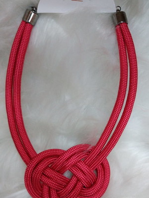 Colar corda náutica nó infinito rosa pink