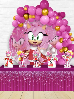 Kit aniversário painel redondo + display amy rose